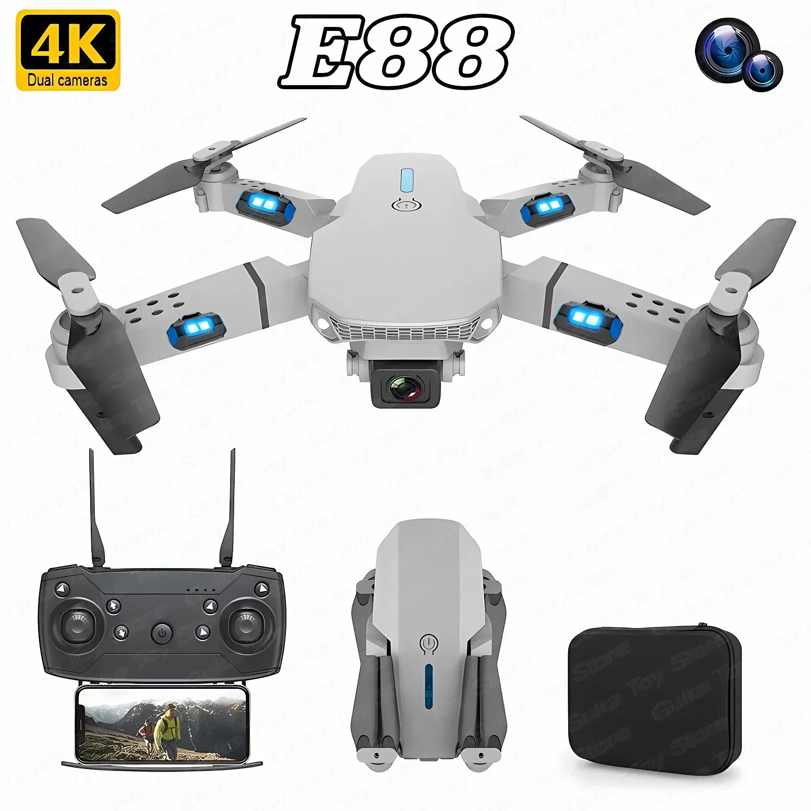 Drone Ae Rc - E88 프로 와이파이 FPV 드론, 광각